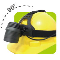 OWL-80 90 degree lighting angle adjustment on a safety helmet mount