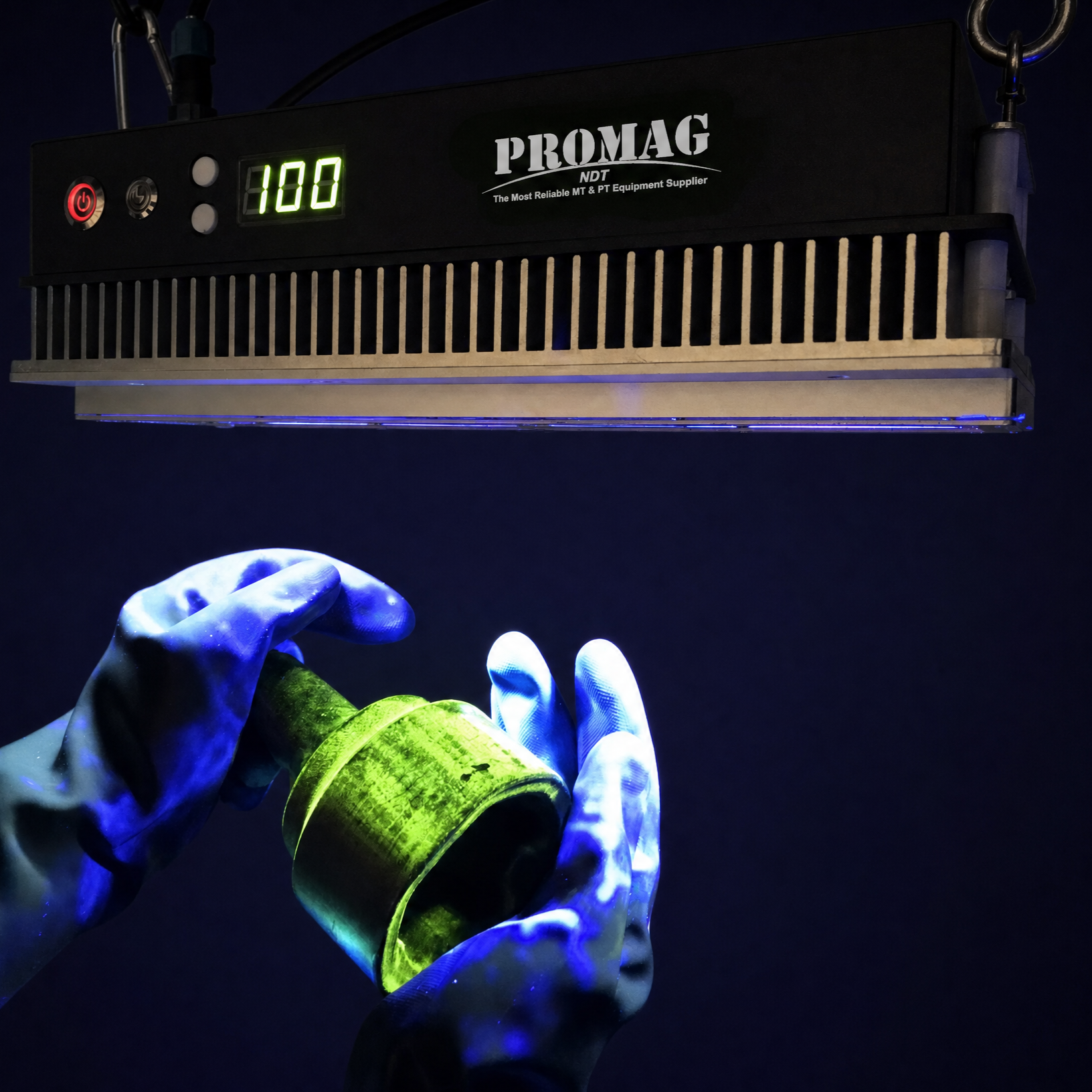 PROMAG overhead UV-A lamp switched off — indication not visible