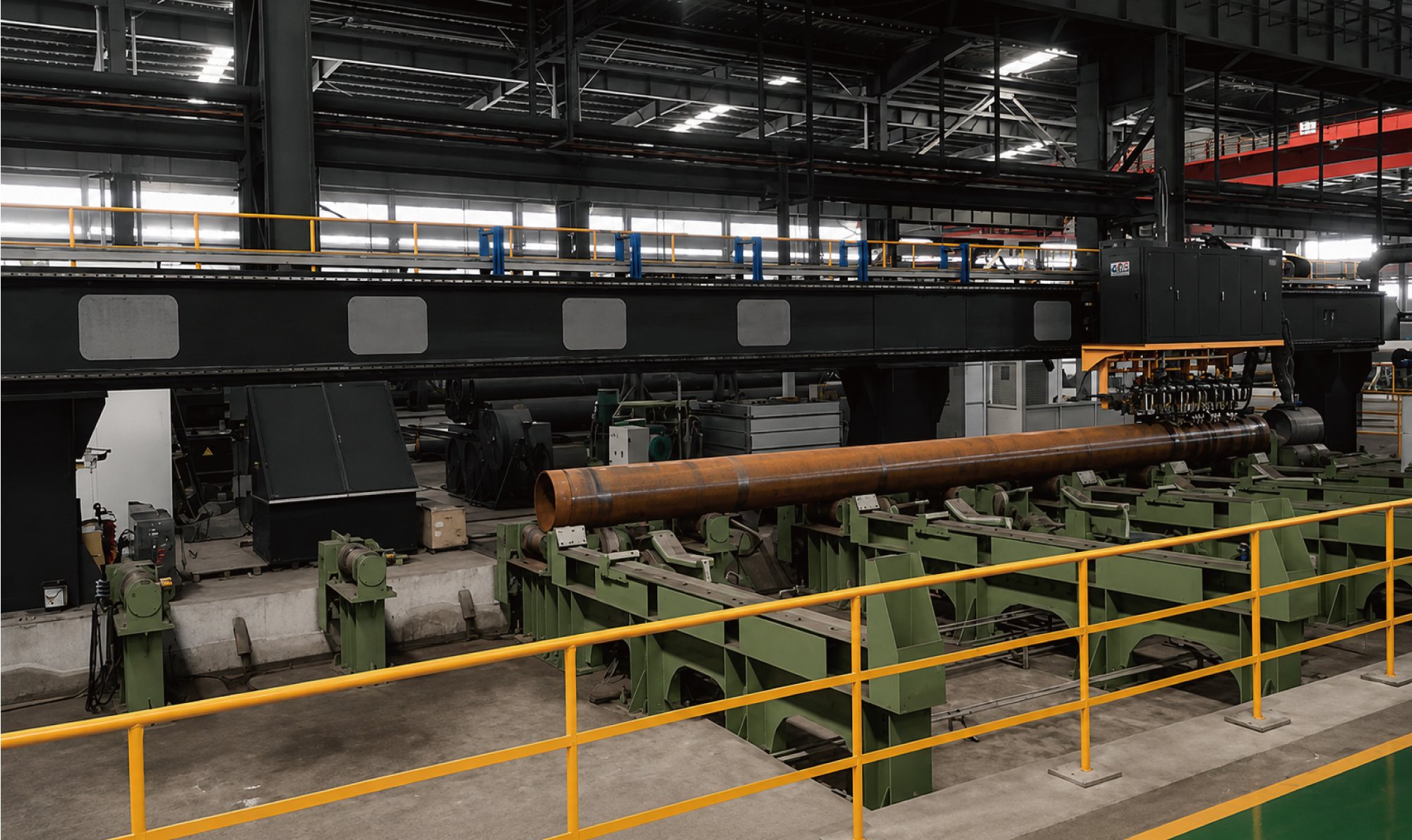 PROMAG overhead gantry PAUT system on a pipe mill production line
