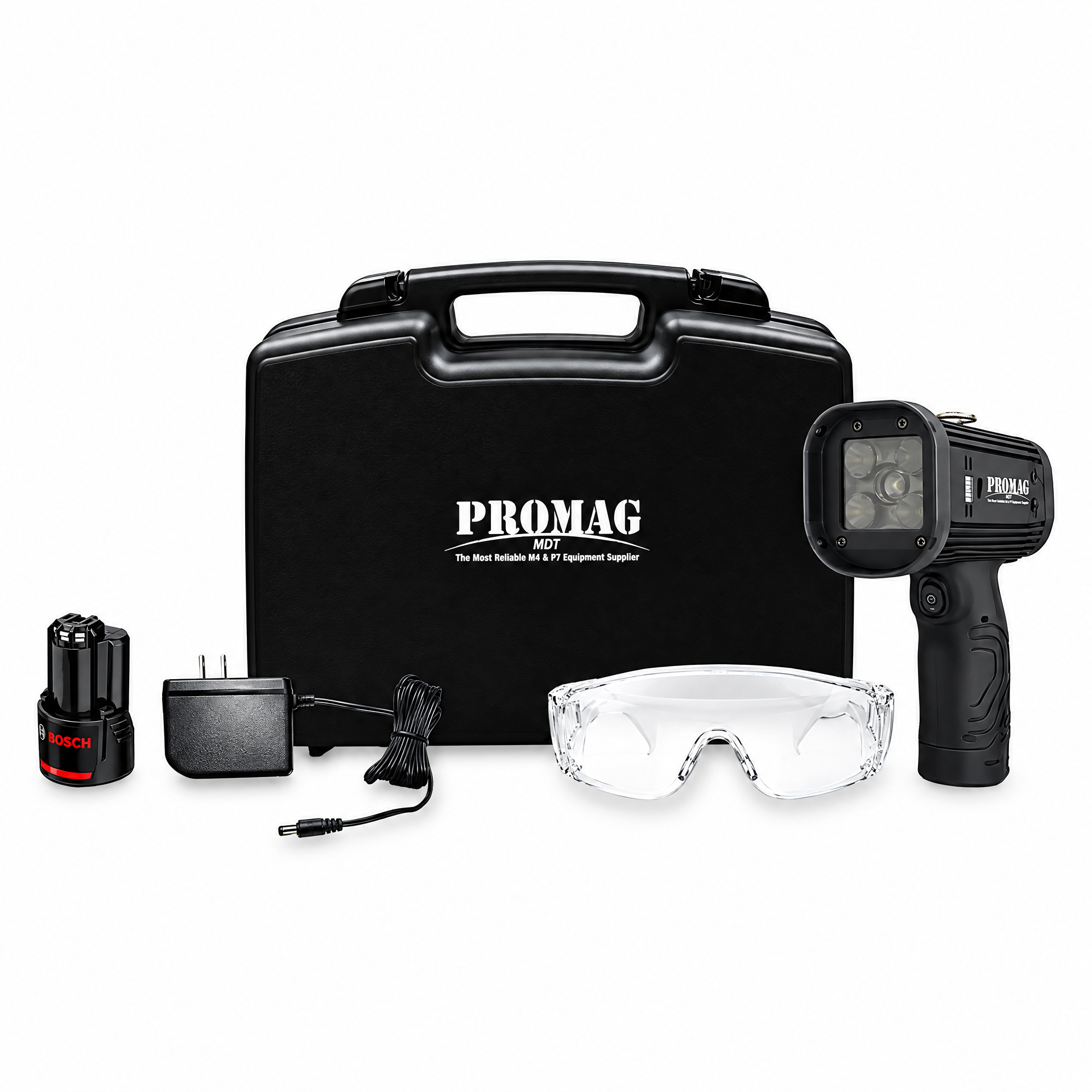 PROMAG VICTORY I standard set — handheld lamp, goggle, battery, adapter and carry case
